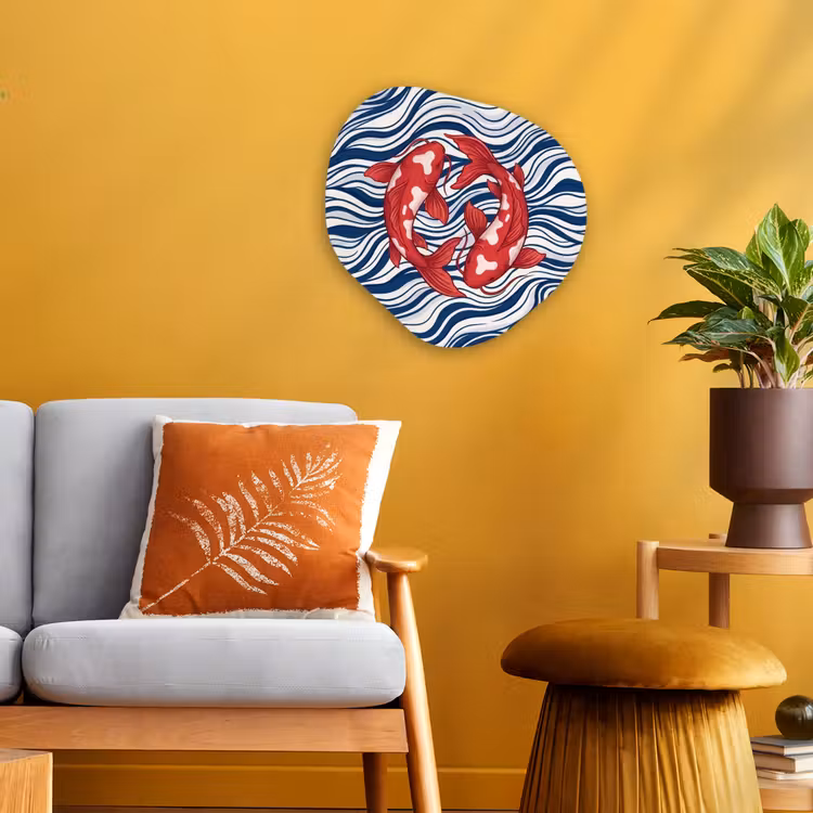Vis - Water - Natuur - Illustratie - Rood Wandcirkel Organisch Forex 3mm klein -sfeer4