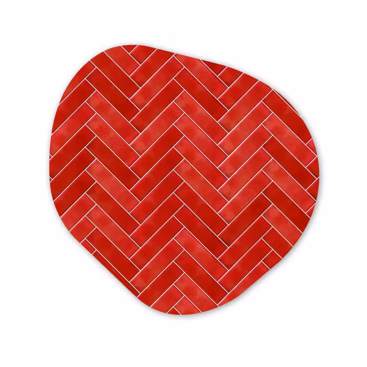 Visgraat - Tegel - Rood Wandcirkel Organisch Forex 3mm klein 629 -3d