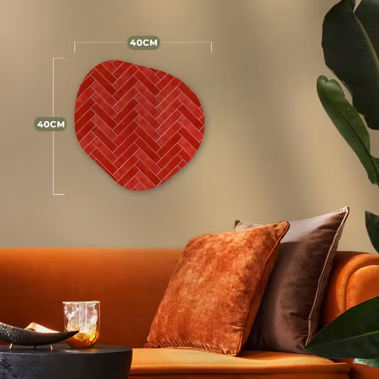 Visgraat - Tegel - Rood Wandcirkel Organisch Forex 3mm klein 629 -sfeer3