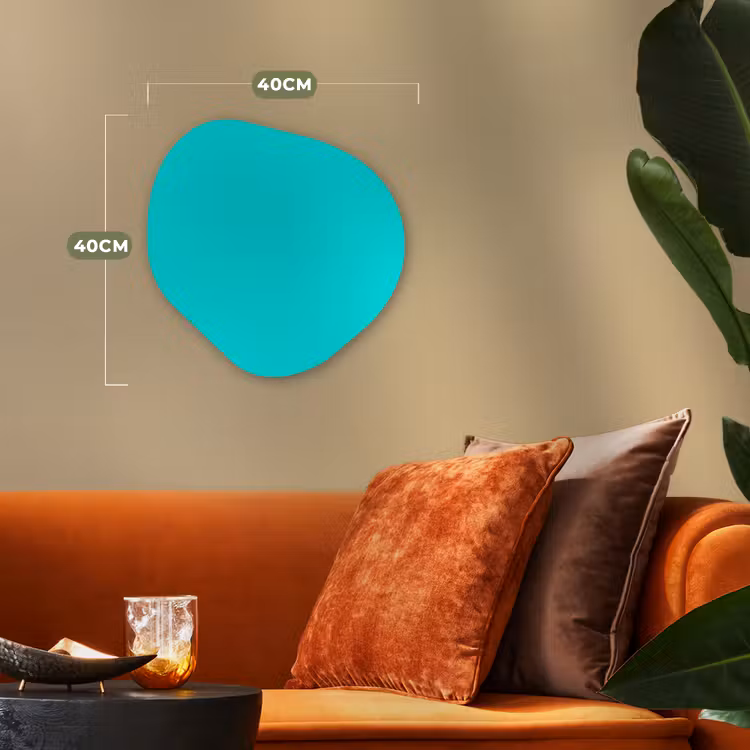 Vivid - Aquamarine - Turkoois Wandcirkel Organisch Forex 3mm klein 629 -sfeer3