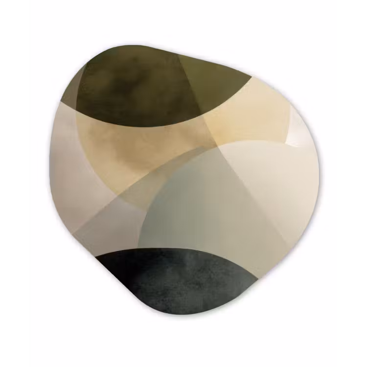 Vlakken - Abstract - Beige - Cirkels Wandcirkel Organisch Forex 3mm klein -3d