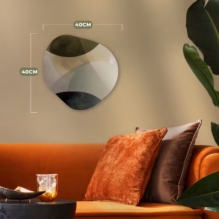 Vlakken - Abstract - Beige - Cirkels Wandcirkel Organisch Forex 3mm klein -sfeer3