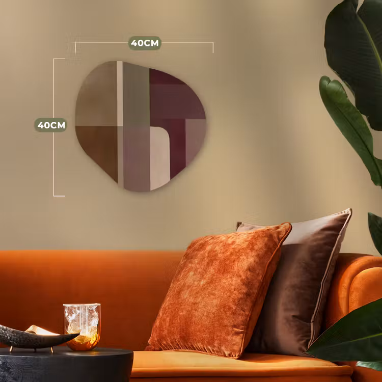 Vlakken - Abstract - Bordeaux - Lijnen Wandcirkel Organisch Forex 3mm klein -sfeer3