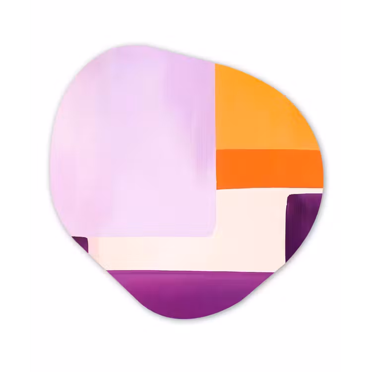 Vlakken - Abstract - Rechthoekig - Oranje Wandcirkel Organisch Forex 3mm klein -3d