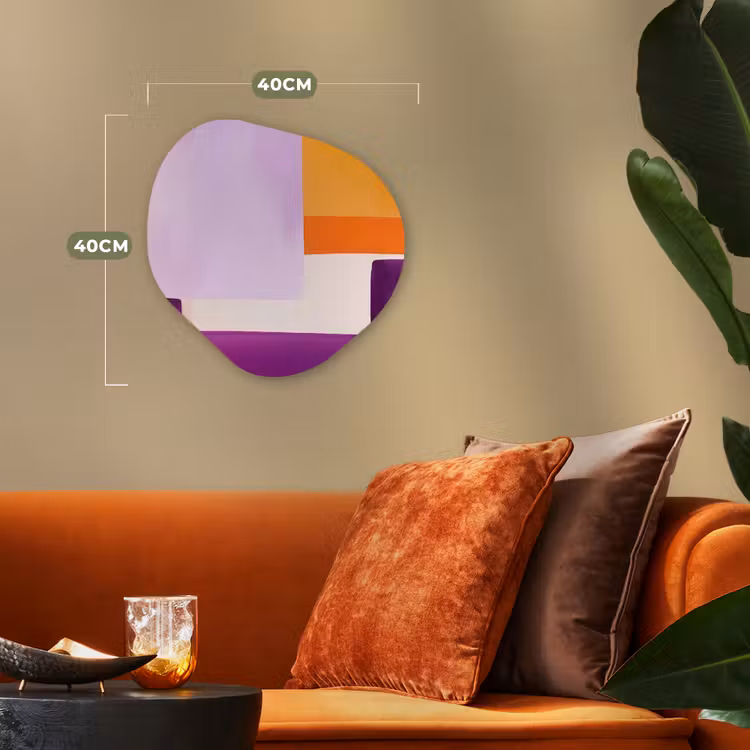 Vlakken - Abstract - Rechthoekig - Oranje Wandcirkel Organisch Forex 3mm klein -sfeer3