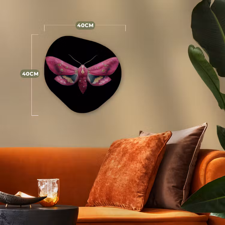 Vlinder - Roze - Nachtvlinder Wandcirkel Organisch Forex 3mm klein -sfeer3