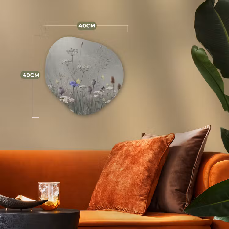 Vlinders - Wildbloemen - Illustratie - Kleurrijk Wandcirkel Organisch Forex 3mm klein -sfeer3