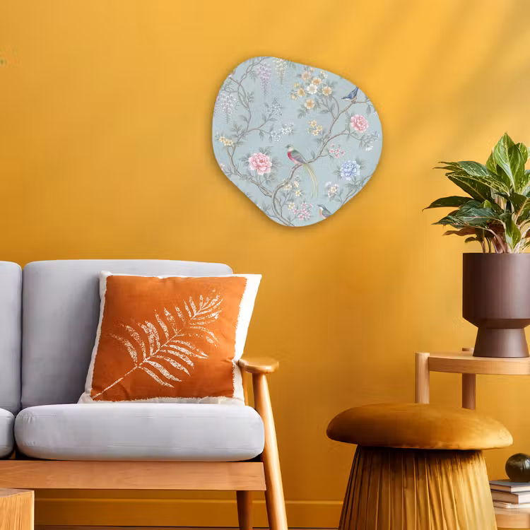 Vogel - Bloemen - Kleurrijk Wandcirkel Organisch Forex 3mm klein -sfeer4