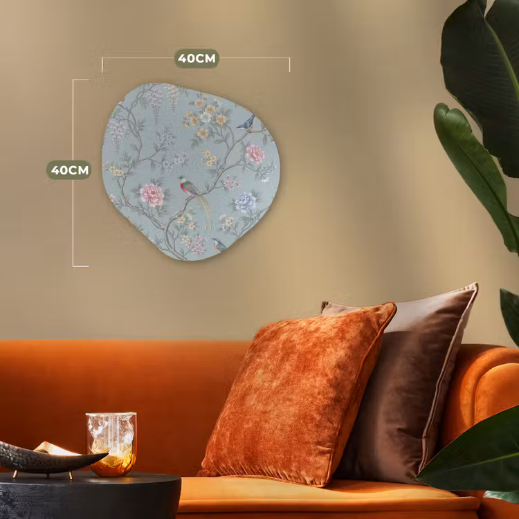 Vogel - Bloemen - Kleurrijk Wandcirkel Organisch Forex 3mm klein -sfeer3