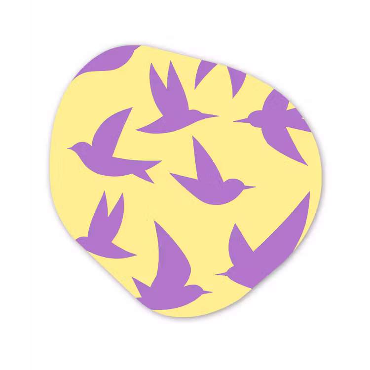 Vogels - Cirkel - Geel - Beweging Wandcirkel Organisch Forex 3mm klein -3d