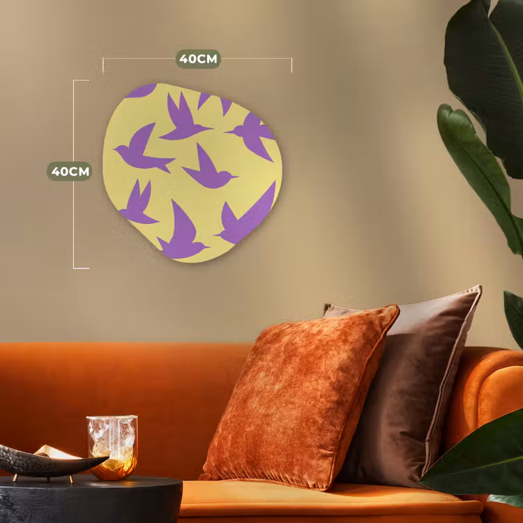 Vogels - Cirkel - Geel - Beweging Wandcirkel Organisch Forex 3mm klein -sfeer3