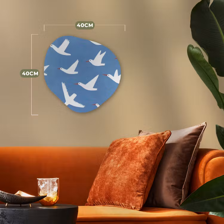 Vogels - Wit - Patroon Wandcirkel Organisch Forex 3mm klein -sfeer3