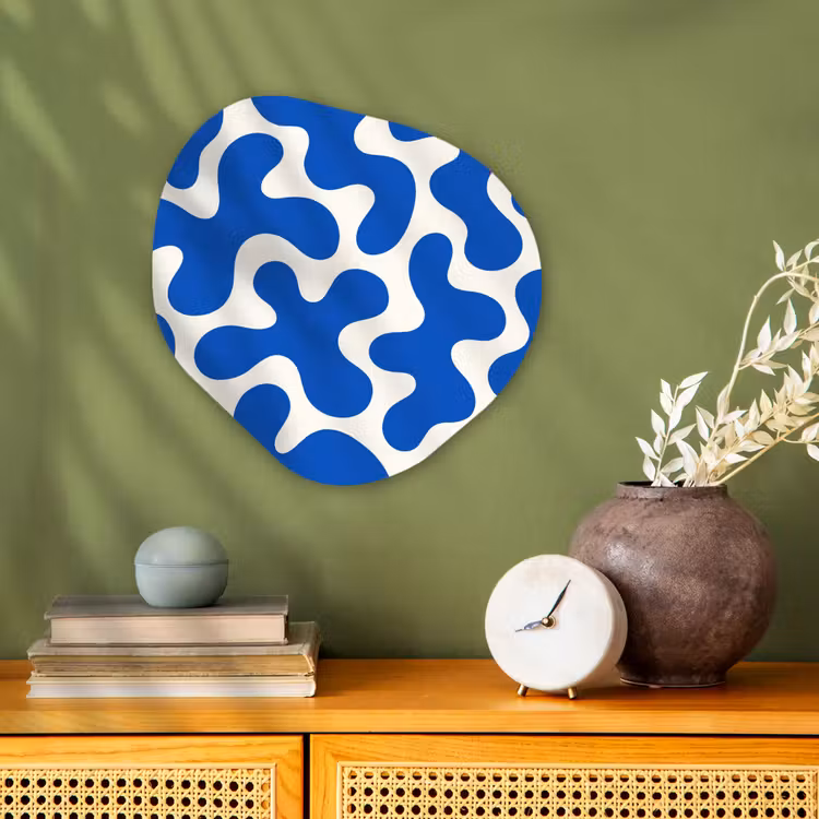 Vormen - Abstract - Blauw - Golven Wandcirkel Organisch Forex 3mm klein -sfeer2