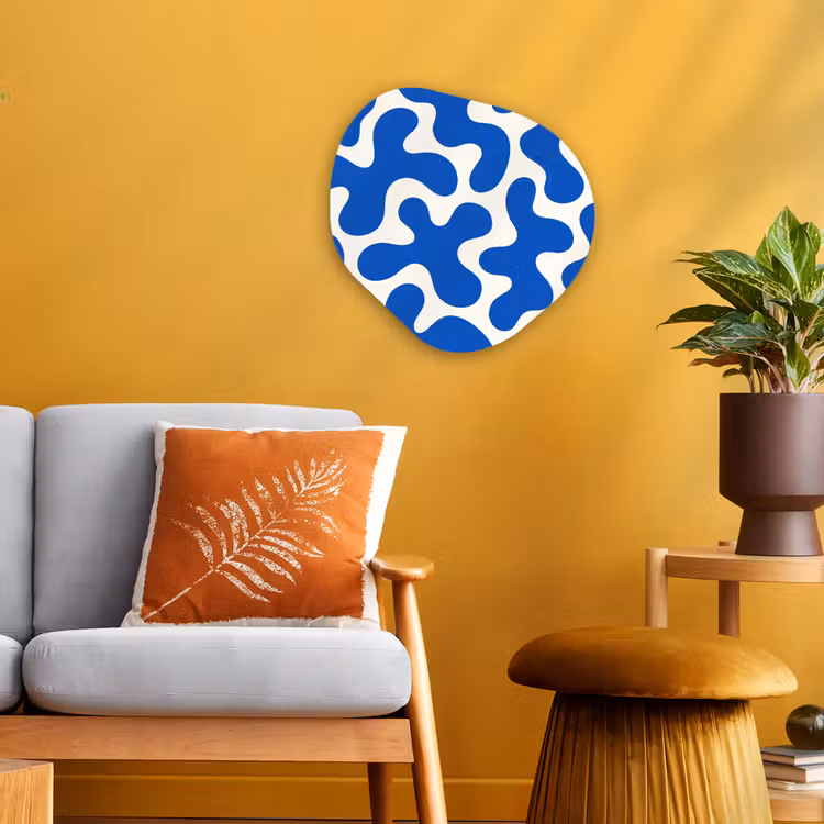 Vormen - Abstract - Blauw - Golven Wandcirkel Organisch Forex 3mm klein -sfeer4