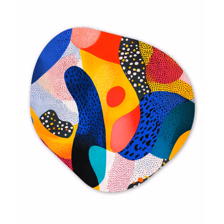 Vormen - Abstract - Stippels - Blauw Wandcirkel Organisch Forex 3mm klein -3d