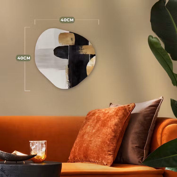Vormen - Penseelstreken - Abstract - Goud Wandcirkel Organisch Forex 3mm klein -sfeer3