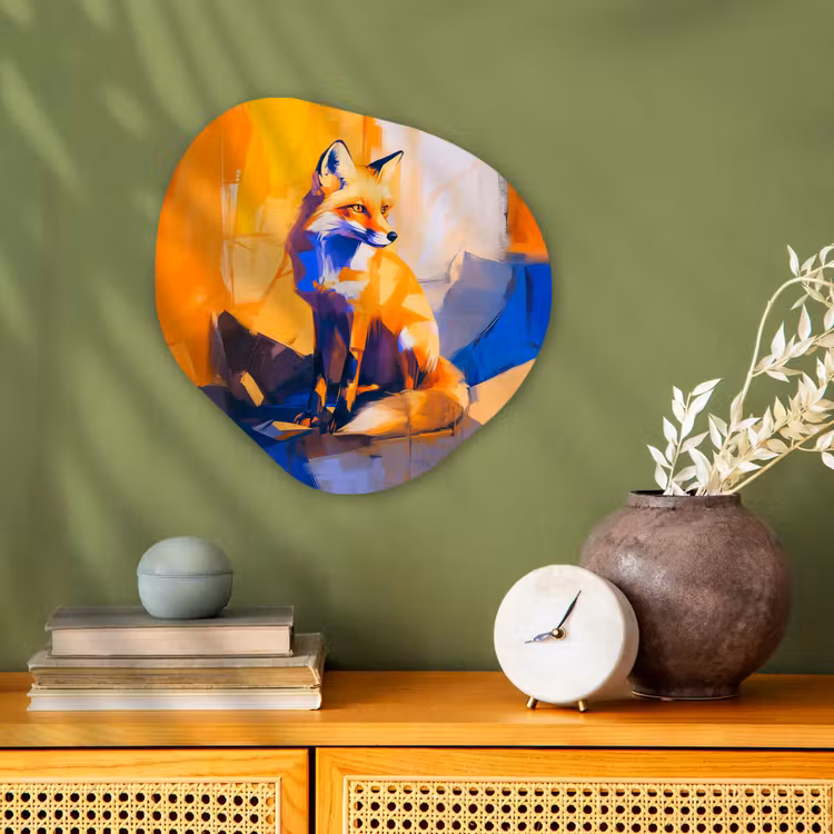 Vos - Oranje - Vormen - Abstract Wandcirkel Organisch Forex 3mm klein -sfeer2