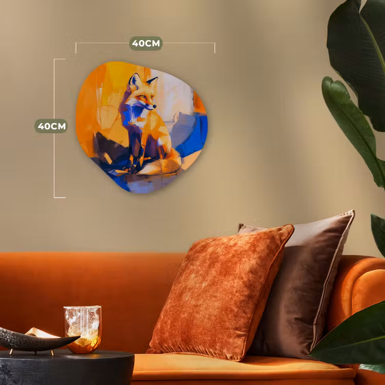 Vos - Oranje - Vormen - Abstract Wandcirkel Organisch Forex 3mm klein -sfeer3