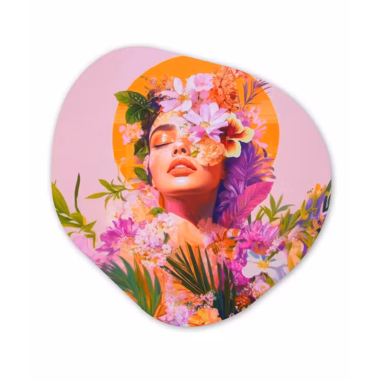 Vrouw - Abstract - Cirkel - Bloemen Wandcirkel Organisch Forex 3mm klein -3d