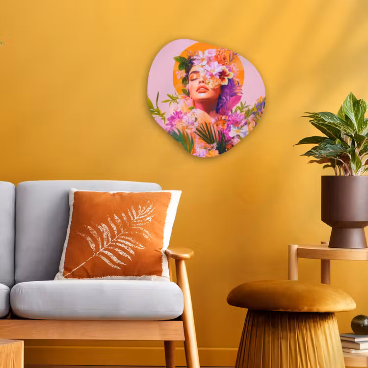 Vrouw - Abstract - Cirkel - Bloemen Wandcirkel Organisch Forex 3mm klein -sfeer4