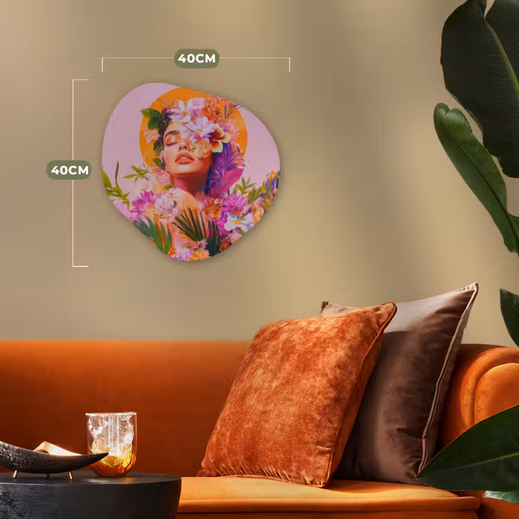 Vrouw - Abstract - Cirkel - Bloemen Wandcirkel Organisch Forex 3mm klein -sfeer3