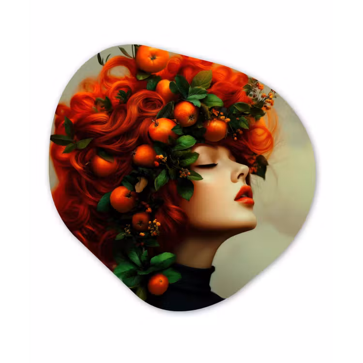 Vrouw - Appels - Rood - Bladeren Wandcirkel Organisch Forex 3mm klein -3d