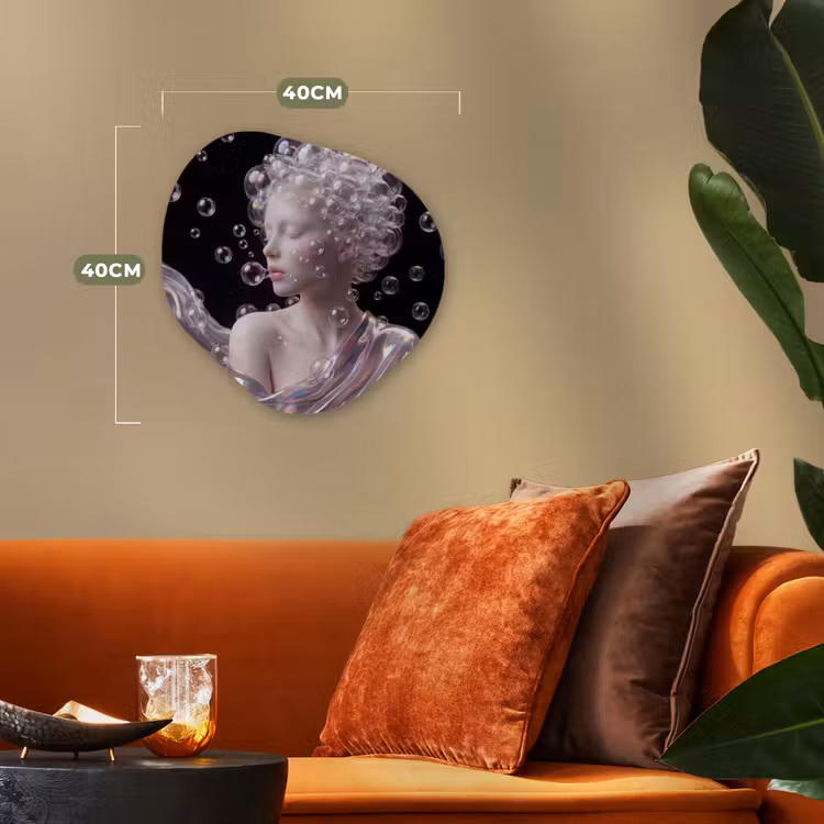 Vrouw - Bellen - Abstract - Kleurrijk Wandcirkel Organisch Forex 3mm klein -sfeer3