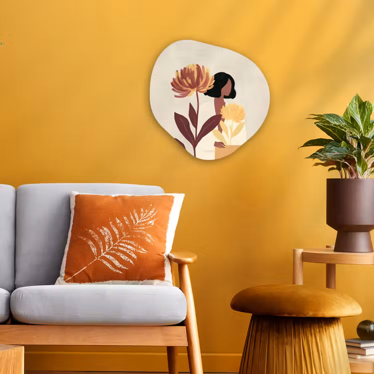 Vrouw - Minimalistisch - Bloem Wandcirkel Organisch Forex 3mm klein -sfeer4