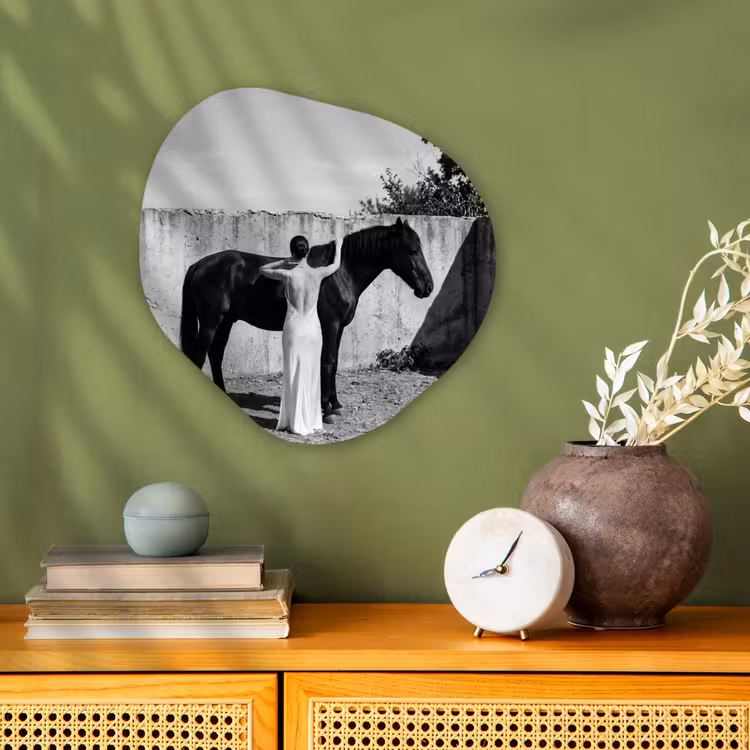 Vrouw - Paard - Artistiek Wandcirkel Organisch Forex 3mm klein -sfeer2