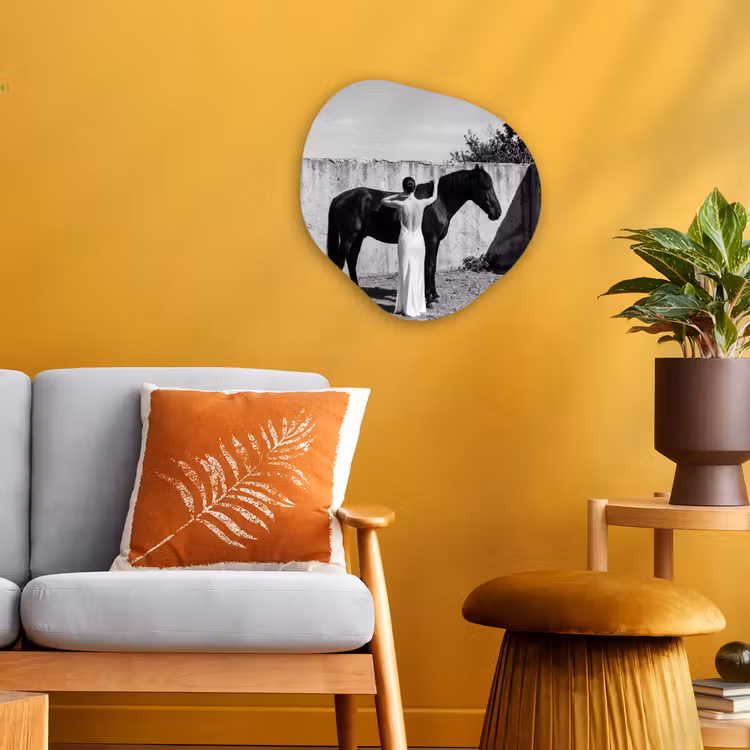 Vrouw - Paard - Artistiek Wandcirkel Organisch Forex 3mm klein -sfeer4