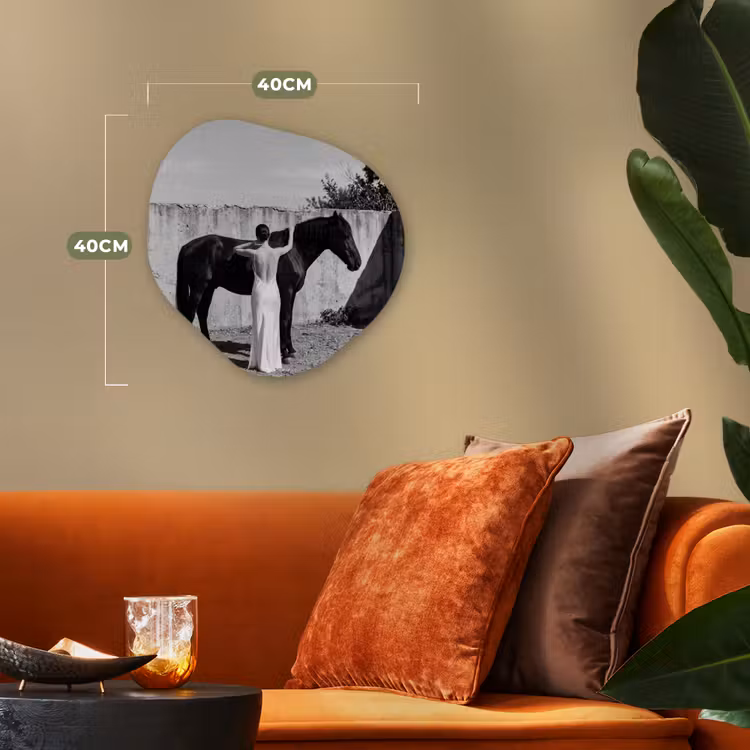 Vrouw - Paard - Artistiek Wandcirkel Organisch Forex 3mm klein -sfeer3