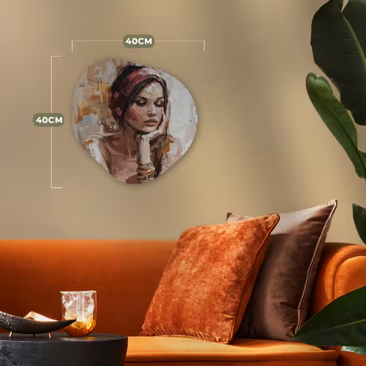 Vrouw - Verflook - Portret - Modern Wandcirkel Organisch Forex 3mm klein -sfeer3