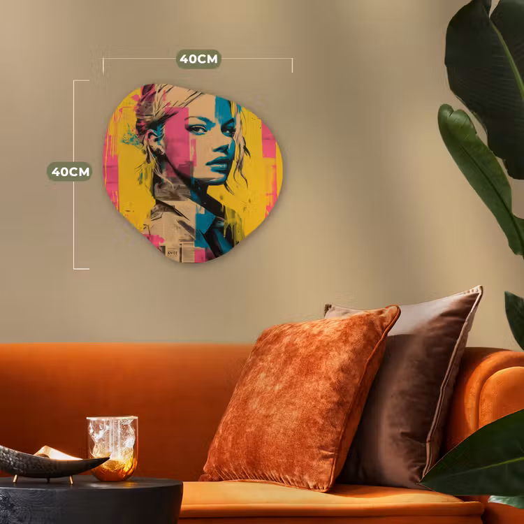 Vrouw - Verfstrepen - Gekleurd Wandcirkel Organisch Forex 3mm klein -sfeer3