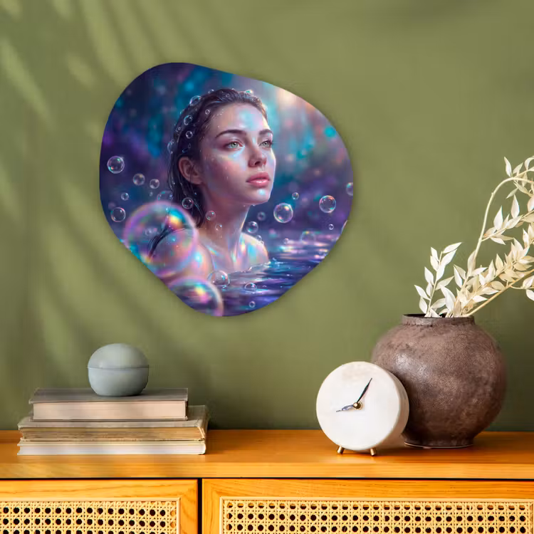 Vrouw - Water - Portret - Kleurrijk - Modern Wandcirkel Organisch Forex 3mm klein -sfeer2