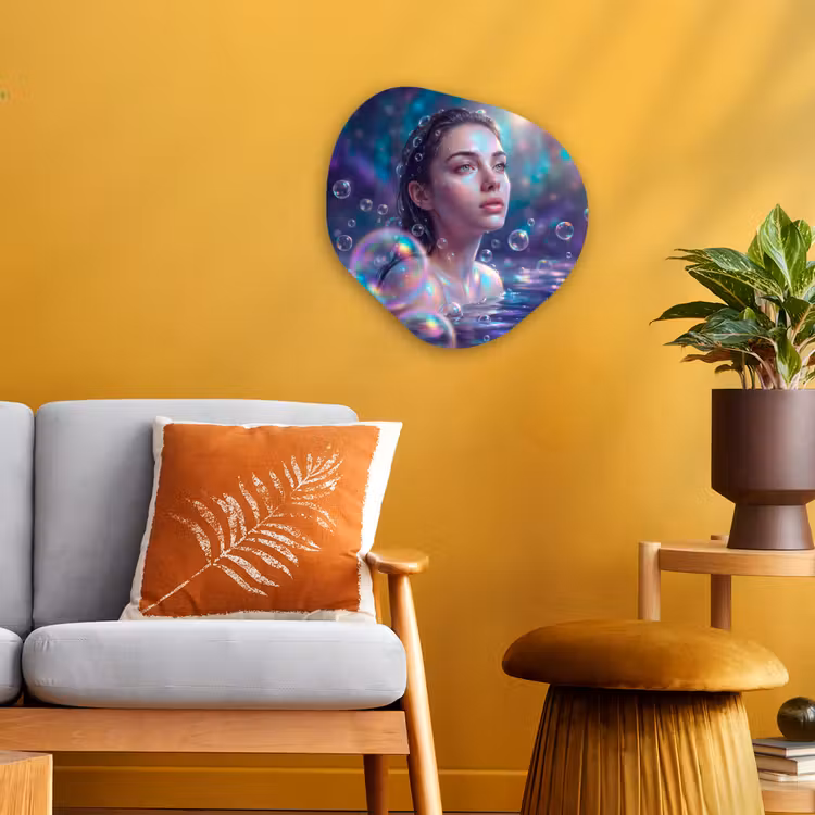 Vrouw - Water - Portret - Kleurrijk - Modern Wandcirkel Organisch Forex 3mm klein -sfeer4