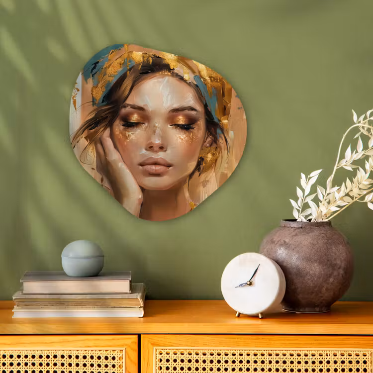 Vrouwen - Portret - Luxe - Goud Wandcirkel Organisch Forex 3mm klein -sfeer2