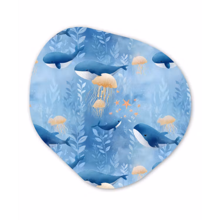 Walvissen - Oceaan - Blauw Wandcirkel Organisch Forex 3mm klein 629 -3d