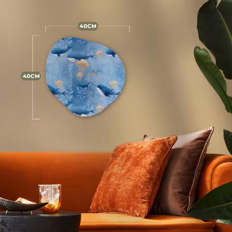 Walvissen - Oceaan - Blauw Wandcirkel Organisch Forex 3mm klein 629 -sfeer3