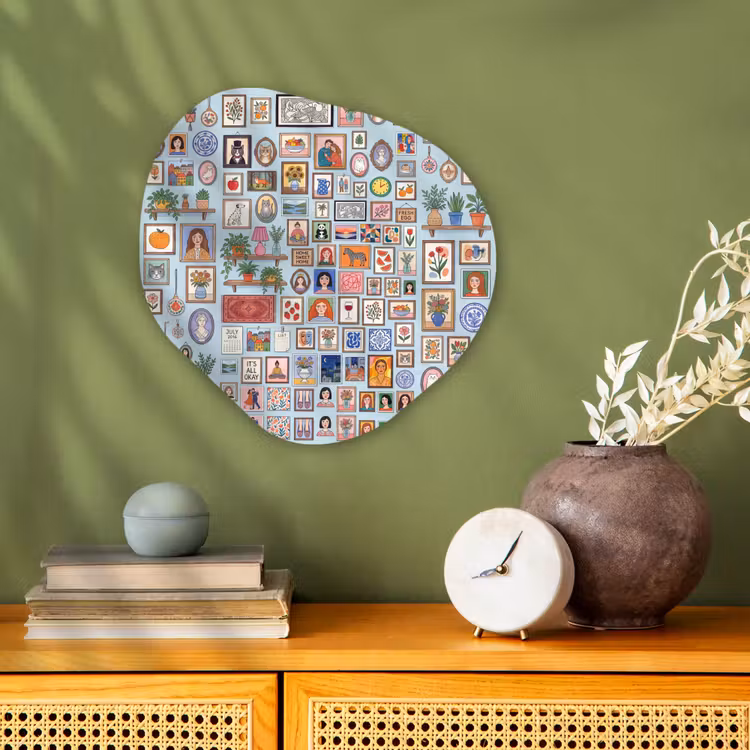 Wanddecoratie - Collectie - Huis - Illustratief - Kleurrijk Wandcirkel Organisch Forex 3mm klein -sfeer2