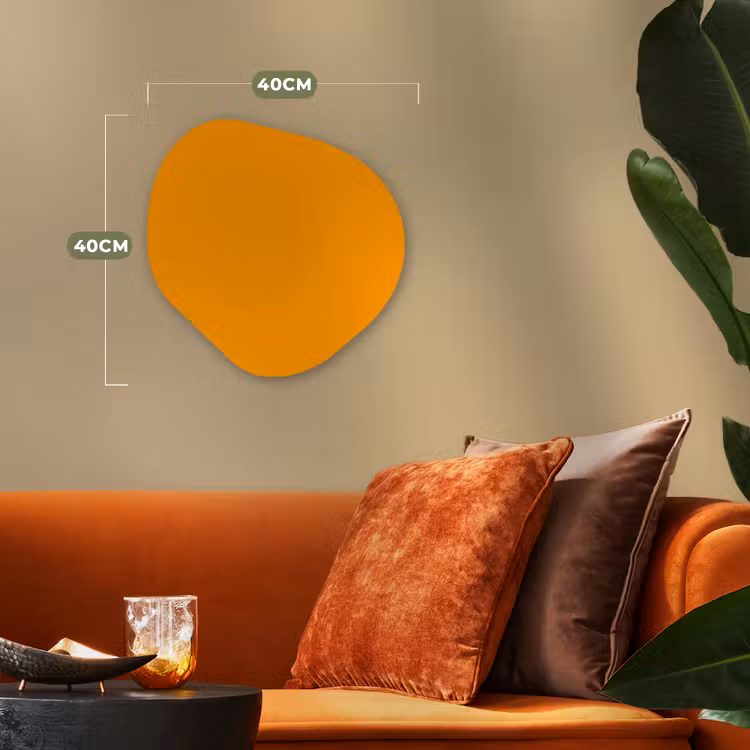 Warm - Ochre - Oranje Wandcirkel Organisch Forex 3mm klein 629 -sfeer3