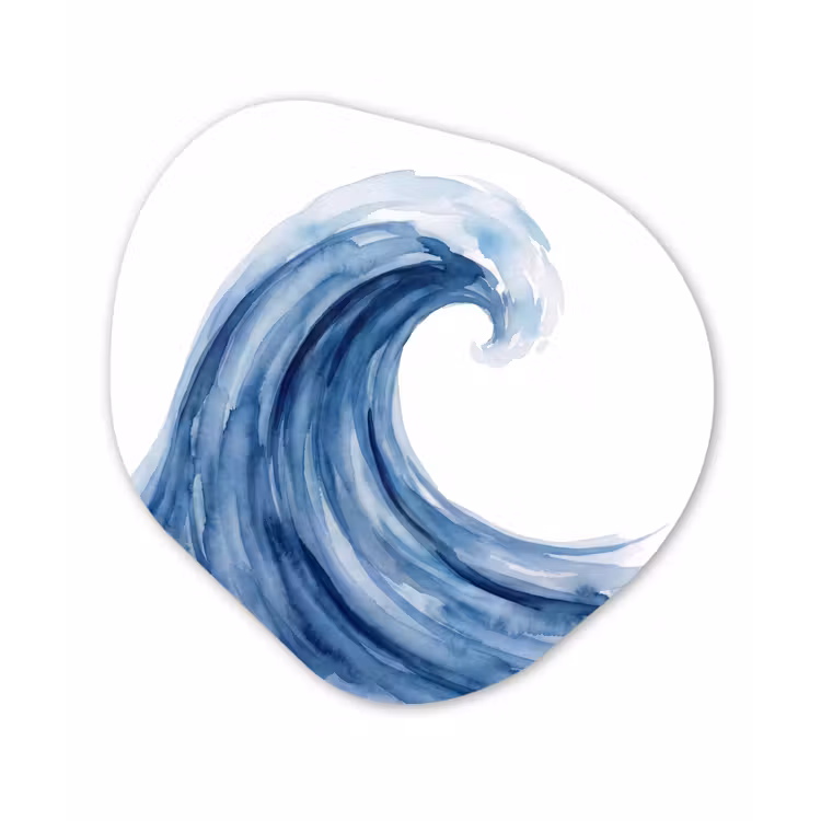 Water - Beweging - Natuur - Modern - Blauw Wandcirkel Organisch Forex 3mm klein -3d