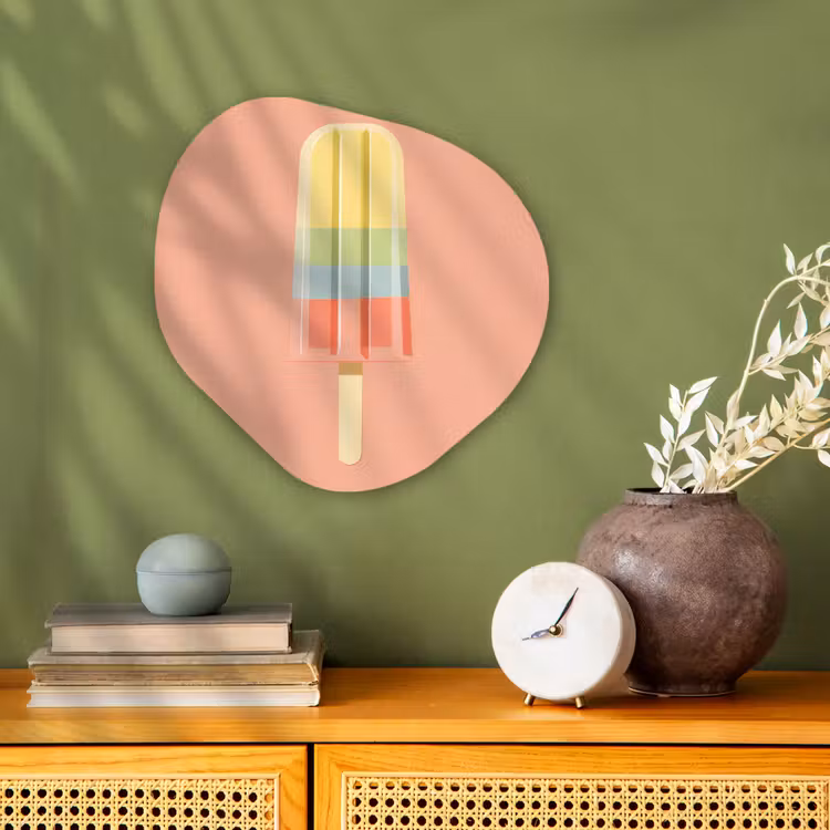 Waterijsje - Pasteltinten - Minimalistisch Wandcirkel Organisch Forex 3mm klein -sfeer2