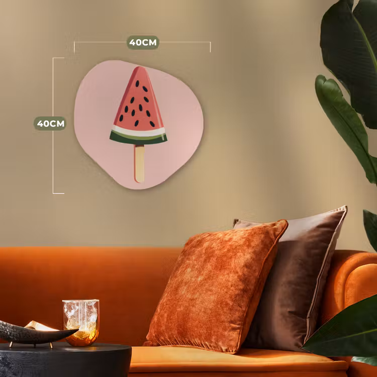 Watermeloen - Ijsje - Pitjes - Rood Wandcirkel Organisch Forex 3mm klein -sfeer3