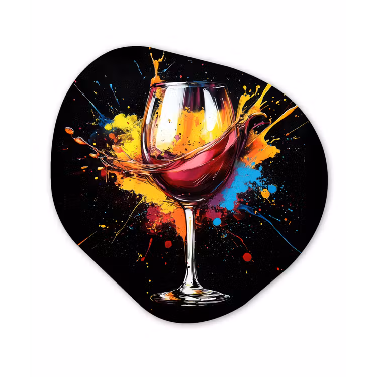 Wijn - Glas - Graffiti - Borrel - Rood - Verf Wandcirkel Organisch Forex 3mm klein -3d