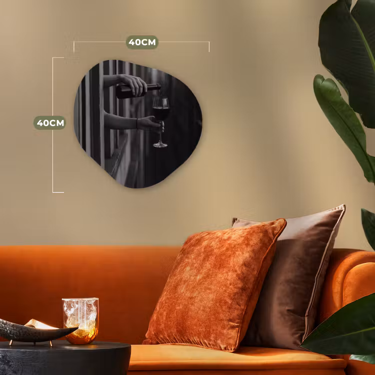 Wijnfles - Glas - Handen - Raam Wandcirkel Organisch Forex 3mm klein -sfeer3