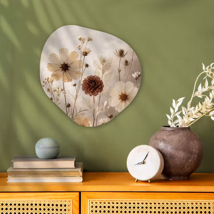Wilde bloemen - Botanisch - Vintage - Natuur - Rustiek Wandcirkel Organisch Forex 3mm klein -sfeer2