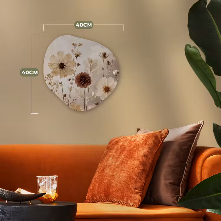 Wilde bloemen - Botanisch - Vintage - Natuur - Rustiek Wandcirkel Organisch Forex 3mm klein -sfeer3