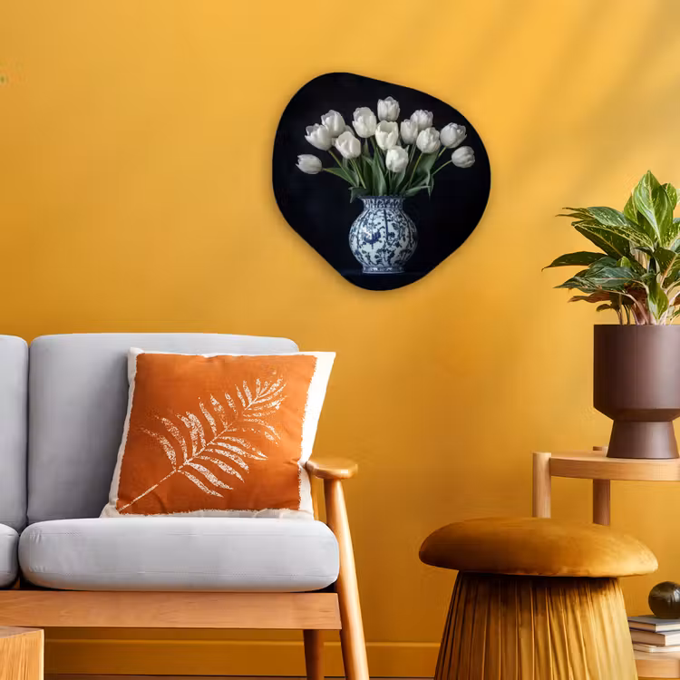 Wit - Bloemen - Tulpen - Vaas Wandcirkel Organisch Forex 3mm klein -sfeer4