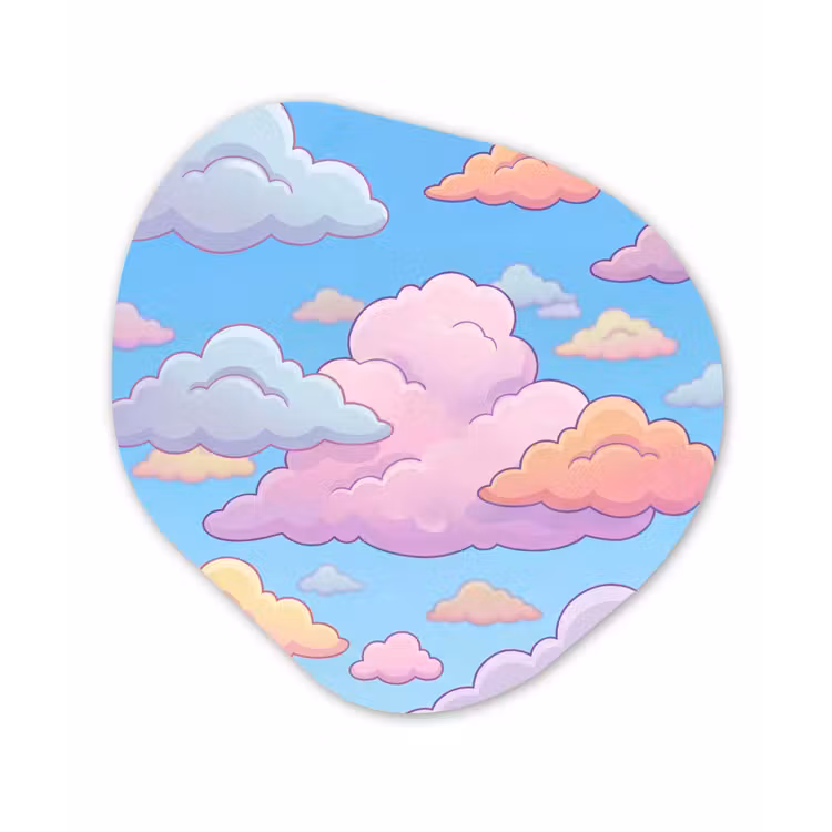 Wolk - Lucht - Natuur - Illustratie - Pastel Wandcirkel Organisch Forex 3mm klein -3d