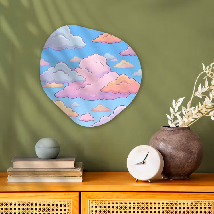 Wolk - Lucht - Natuur - Illustratie - Pastel Wandcirkel Organisch Forex 3mm klein -sfeer2